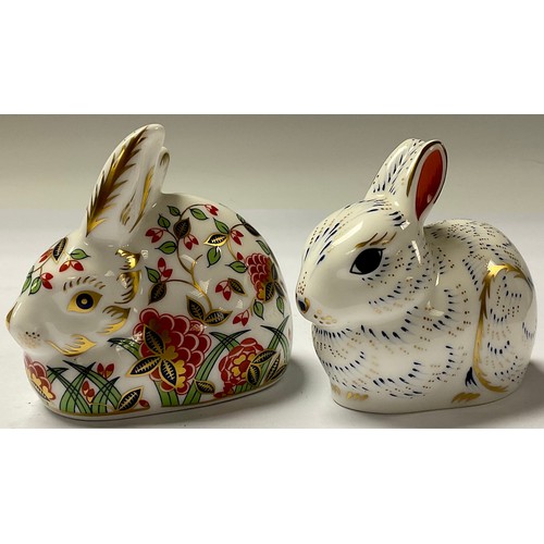 20 - A Royal Crown Derby paperweight, Meadow Rabbit, gold stopper; others, Bank Vole, gold stopper; Bunny... 