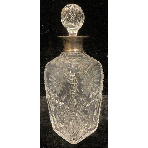 31 - A silver mounted cut glass decanter, London 1963