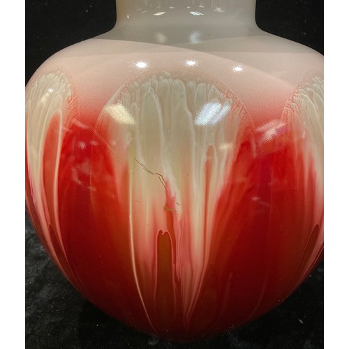 48 - A Continental art glass ovoid vase, ground out pontil to base, 32cm high