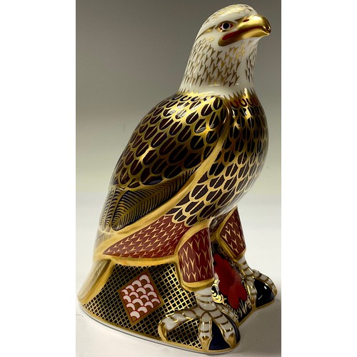 70 - A Royal Crown Derby paperweight, Bald Eagle, silver stopper