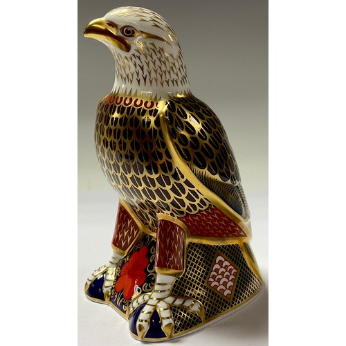 70 - A Royal Crown Derby paperweight, Bald Eagle, silver stopper