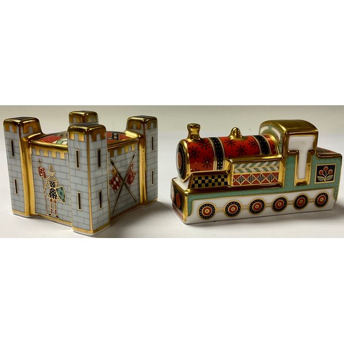 71 - Royal Crown Derby Treasures of Childhood models, Tugboat and Fort, both first quality; others, Noah'... 