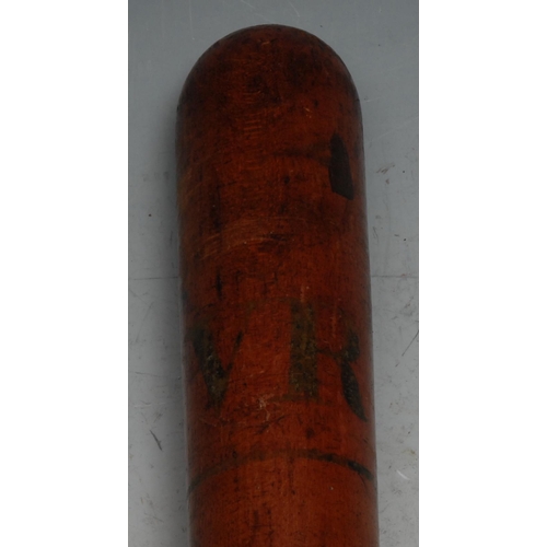 98 - Police History - a Victorian truncheon, painted VR and stamped F 354, ribbed grip, 47cm long