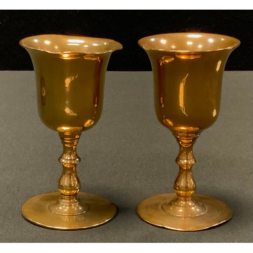 157 - A pair of 18th century travelling Communion chalices or goblets, possibly Irish, each screw-threaded... 