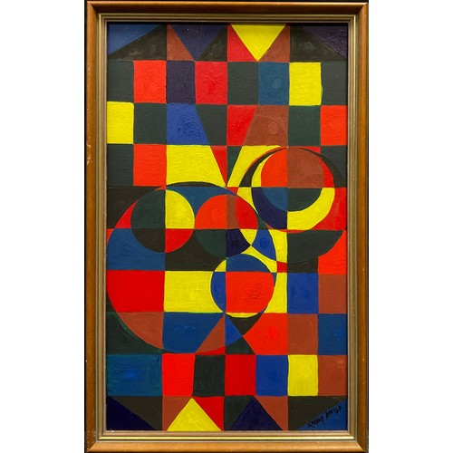 65 - Kassay Attila (Hungarian modernist school), Suprematist composition in red, blue, and yellow, signed... 