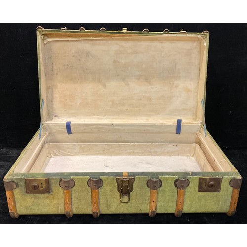 238 - An early 20th century wood bound steamer trunk, Taylor MM, 93cm wide