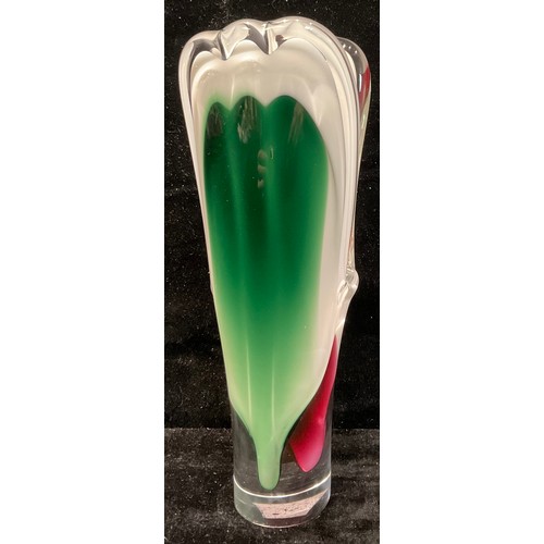 270 - A Flygsfors Coquille art glass vase, signed, 26cm high