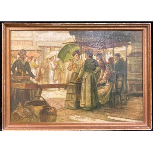 281 - English School  
Market Day
monogrammed HW, oil on canvas, 34cm x 49cm