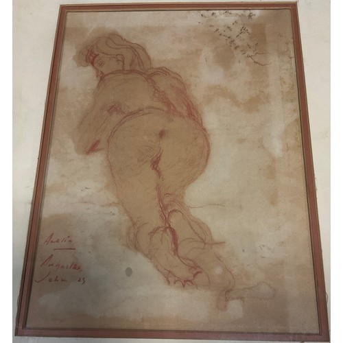 11 - In the manner of Augustus John, (1878 - 1961) Amelia, bearing signature, attribution to mount, penci... 