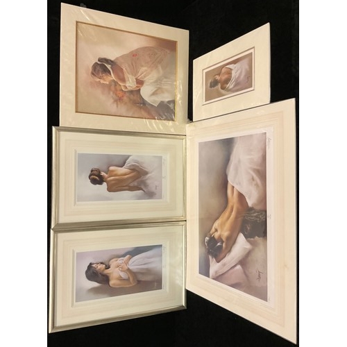 166 - Domingo, Alvarez Gomez (Spanish Bn. 1942), Female Nude, signed, pastel, 28cm x 13.5cm, unframed; oth... 