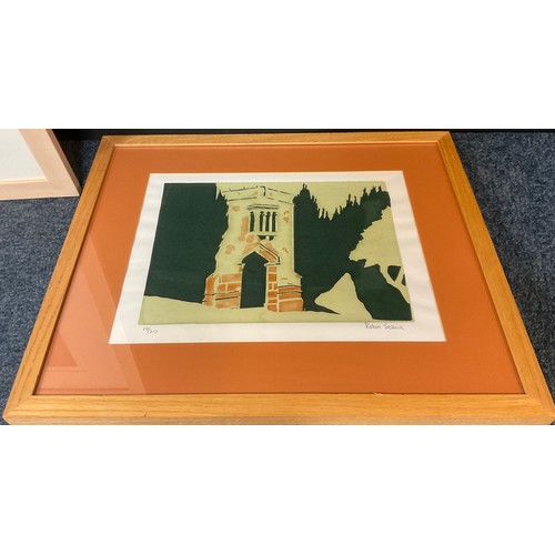 182 - Robin Sellick, lino print, 19/20, signed, 28cm x 33cm; Shenac Rogerson, Summer Views from Mayos, pas... 