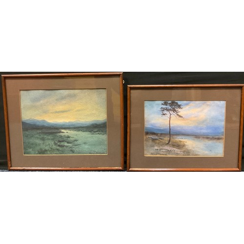 197 - Percy French, Irish, Moorland scene, signed watercolour, 20cm x 26cm; another (2)