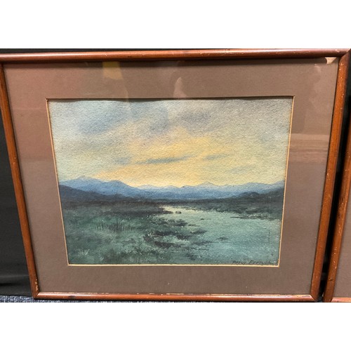 197 - Percy French, Irish, Moorland scene, signed watercolour, 20cm x 26cm; another (2)