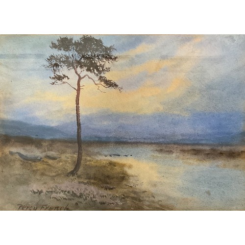 197 - Percy French, Irish, Moorland scene, signed watercolour, 20cm x 26cm; another (2)