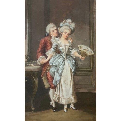 198 - In the style of Jean-Baptiste Mallet, a pair, ‘Courting Couple’ and ‘A gift of endearment’, signed M... 