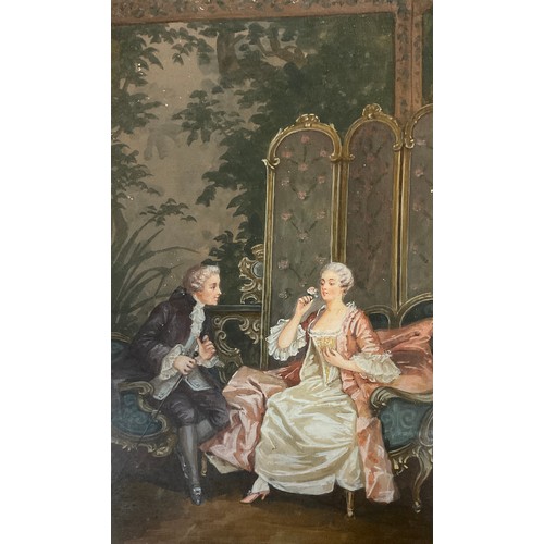 198 - In the style of Jean-Baptiste Mallet, a pair, ‘Courting Couple’ and ‘A gift of endearment’, signed M... 