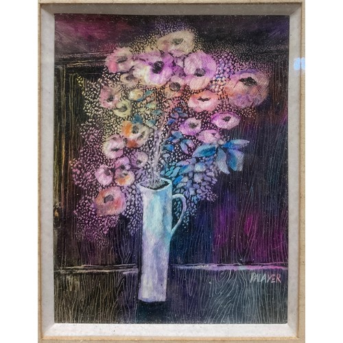 193 - Risma Bagheris, Fauvist Flowers, an impression, signed, oil on board, 29.5cm x 22.5cm;  Paiayer, sum... 