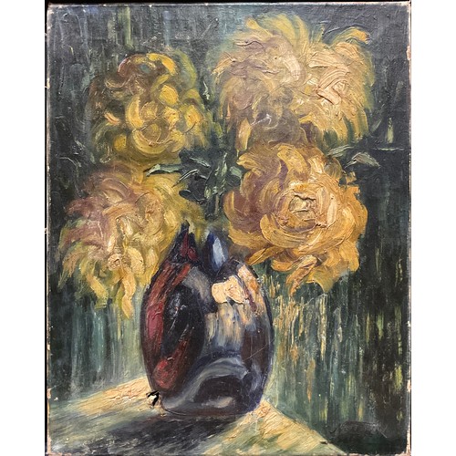 193 - Risma Bagheris, Fauvist Flowers, an impression, signed, oil on board, 29.5cm x 22.5cm;  Paiayer, sum... 