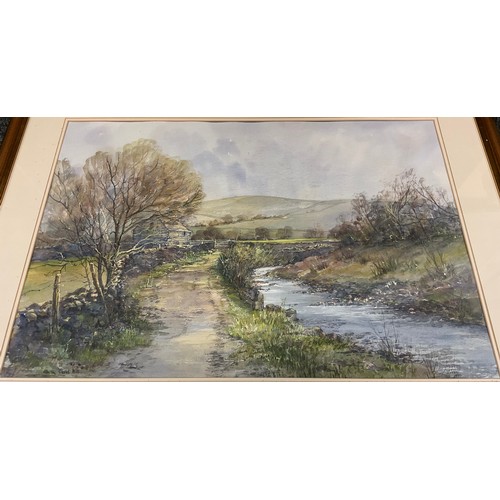 207 - Carol Hill, Barn at Marsett, signed, titled to verso, watercolour, 48cm x 69cm.