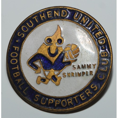 427 - Football - Enamel Badges - Southend United Football Supporters' Club, with Sammy Shrimper; Ipswich T... 