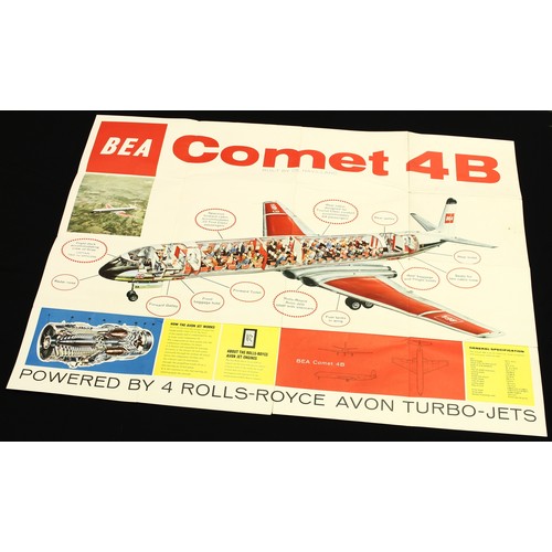 436 - Advertising, Aviation - a BEA double sided pictorial promotional poster, one side displaying a cross... 