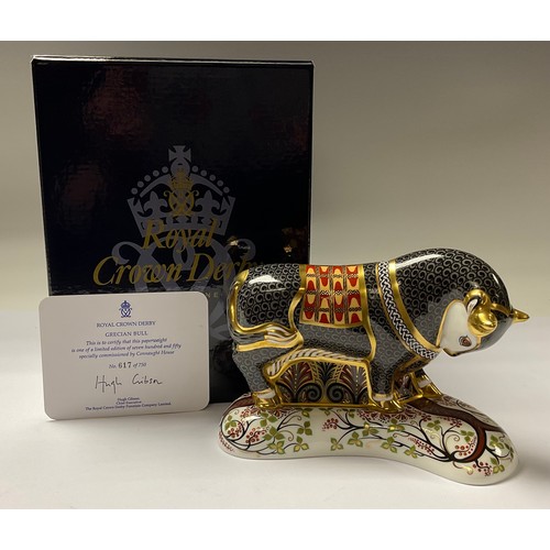 5012 - A Royal Crown Derby paperweight, Grecian Bull, specially commissioned by Connaught House, limited ed... 