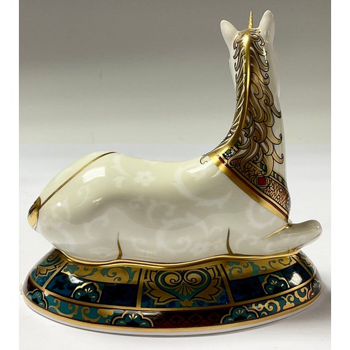 5024 - A Royal Crown Derby paperweight, Millennium Unicorn, limited edition 1,023/2,000, gold stopper, cert... 