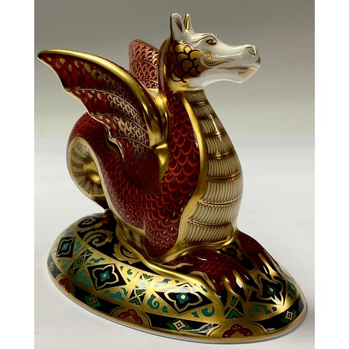 5025 - A Royal Crown Derby paperweight, Heraldic Beasts The Wessex Wyvern, limited edition 1,224/2,000, gol... 