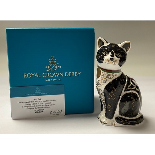 5035 - A Royal Crown Derby paperweight, War Cat, in recognition of all cats who have served alongside the B... 