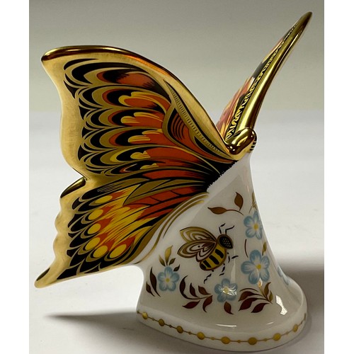 5058 - A Royal Crown Derby paperweight, Peacock Butterfly, Collector's Guild exclusive, gold stopper, 10.5c... 