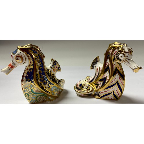 5061 - A Royal Crown Derby paperweight, Coral Seahorse, limited availability to June 2004, gold stopper, 10... 