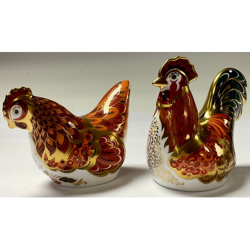 5068 - A pair of Royal Crown Derby paperweights, Bantam Cockerel and Bantam Hen, limited edition pre-releas... 