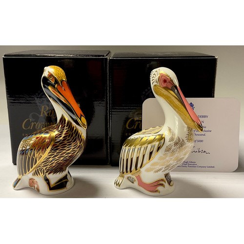 5069 - A Royal Crown Derby paperweight, White pelican, limited edition 1,232/5,000, gold stopper, 12cm, pri... 