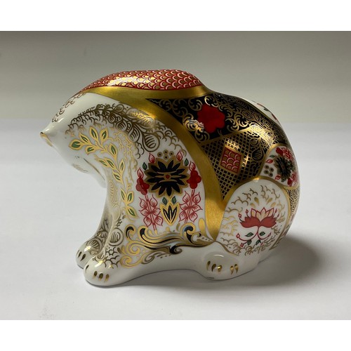 5079 - A Royal Crown Derby paperweight, Imari Rocky Mountain Bear, Govier's of Sidmouth exclusive signature... 