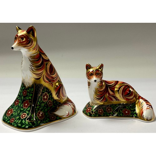 5092 - A pair of Royal Crown Derby paperweights, Devonian Vixen and Devonian Fox Cub, Govier's of Sidmouth ... 