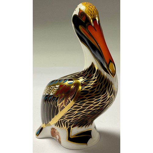 5100 - A Royal Crown Derby paperweight, Hadleigh Brown Pelican, Hadleigh 20th Anniversary backstamp, limite... 