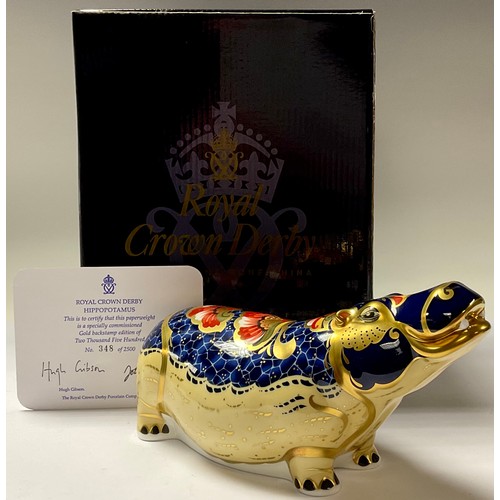 5129 - A Royal Crown Derby paperweight, Hippopotamus, specially commissioned gold backstamp, limited editio... 