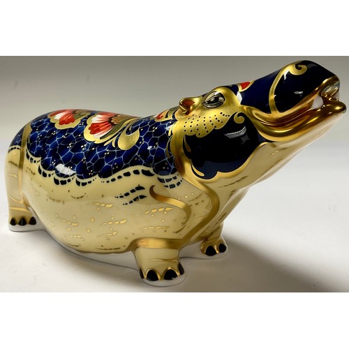 5129 - A Royal Crown Derby paperweight, Hippopotamus, specially commissioned gold backstamp, limited editio... 