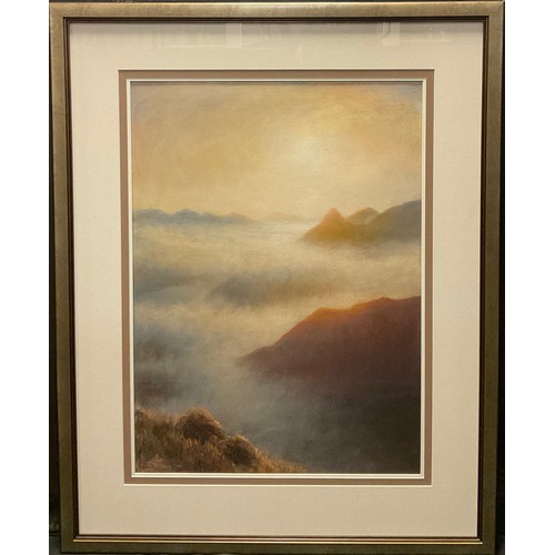 210 - Nicholas Leake
Sunrise over Glencoe
signed, soft pastel, 71.5cm x 52cm.