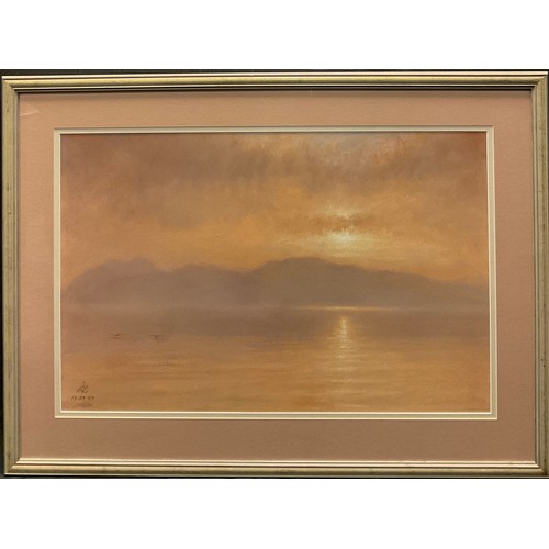 220 - Nicholas Leake, ‘Loch Linnhe’, signed, soft pastel, 50cm x 77cm.