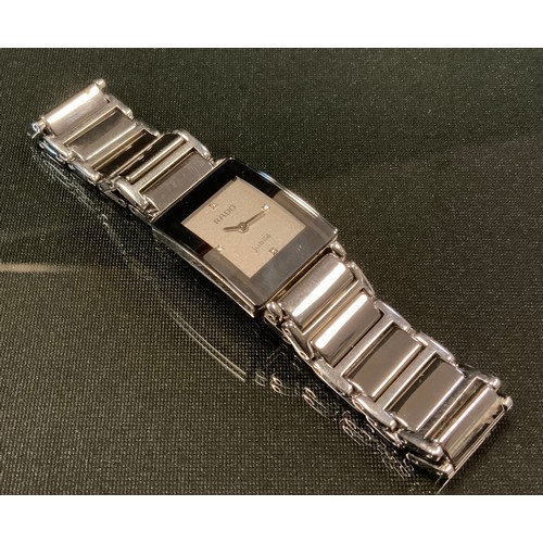 707 - Rado - a Diastar titanium and stainless steel ladies tank case bracelet wristwatch, marked 'Jubilee'... 