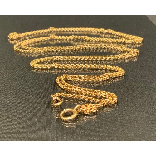 743 - A late 19th century gold muff chain, eagle head marks, 160cm long, 44.2g gross