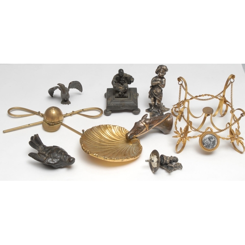 686 - Attic Condition- Lots for the Restorer - a post-Regency bronze figure, of a Chinese figure, c.1830; ... 