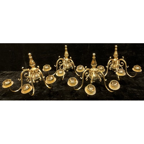 699 - A set of four 18th century style brass electrolier wall sconce light fittings