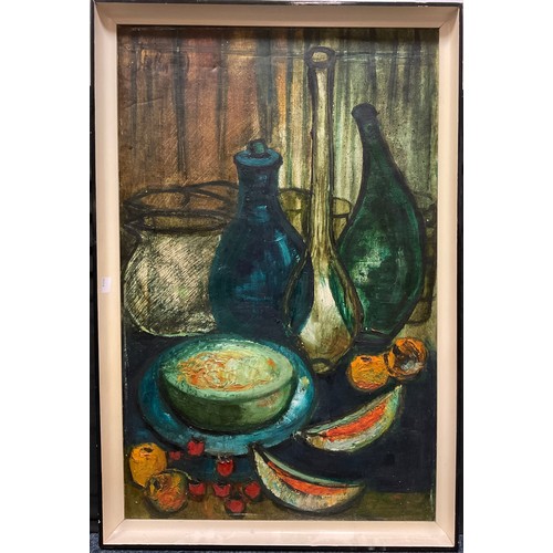 232 - Helen Marie Webb (1921-2017)
Still life with fruit and glass vessels
signed, oil on canvas, 76cm x 4... 