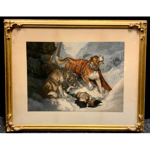 692 - Sir Edwin Henry Landseer RA (7 March 1802 – 1 October 1873) after, Alpine Mastiffs Reanimating a Dis... 