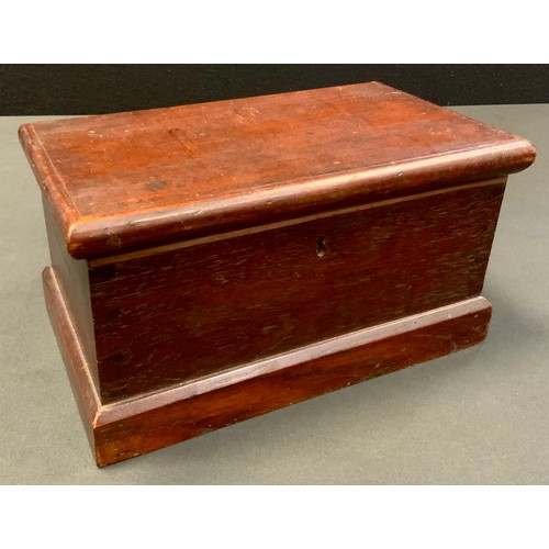 681 - A Victorian mahogany miniature blanket chest, hinged cover enclosing a till, skirted base, 29cm wide... 