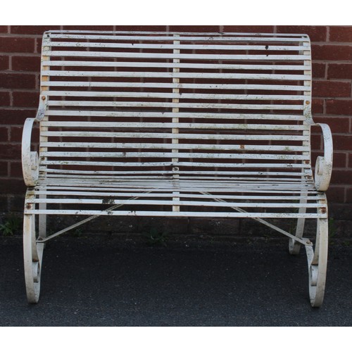 1210 - A garden bench, 92cm high, 110cm wide, the seat 102cm wide and 46cm deep