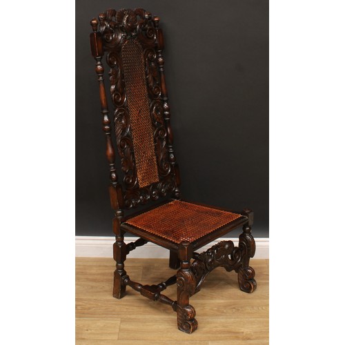 1119 - A set of eight William and Mary Revival Baroque design dining chairs, reputedly purchased from Liber... 