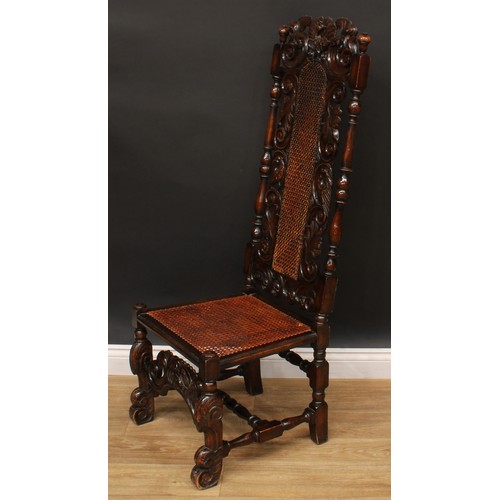 1119 - A set of eight William and Mary Revival Baroque design dining chairs, reputedly purchased from Liber... 